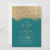 Moderne Luxe Gouden Blauwgroen Glitter Confetti We Kaart (Voorkant)