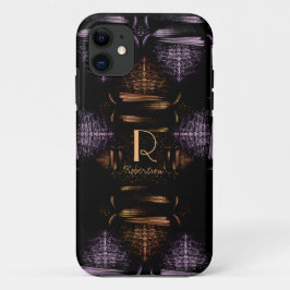 Moderne luxe gouden en Paarse monogram van elegant Case-Mate iPhone Case