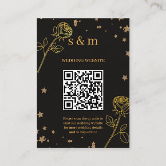 Moderne luxe gouden folie QR-code trouwwebsite Informatiekaartje