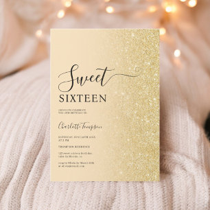 Moderne luxe gouden glitter geel zoet 16 kaart