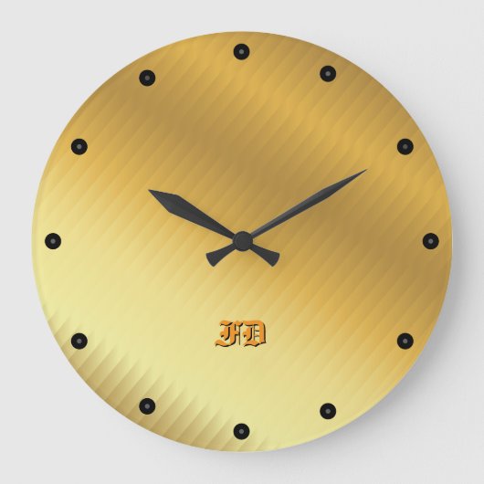 Moderne luxe gouden gradiënt gotische monogram grote klok (Voorkant)