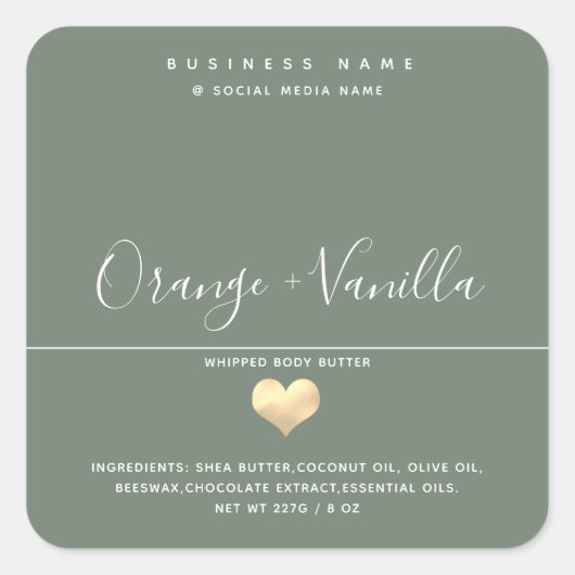 Moderne luxe gouden hardesypografie, lichaamsboter vierkante sticker (Voorkant)