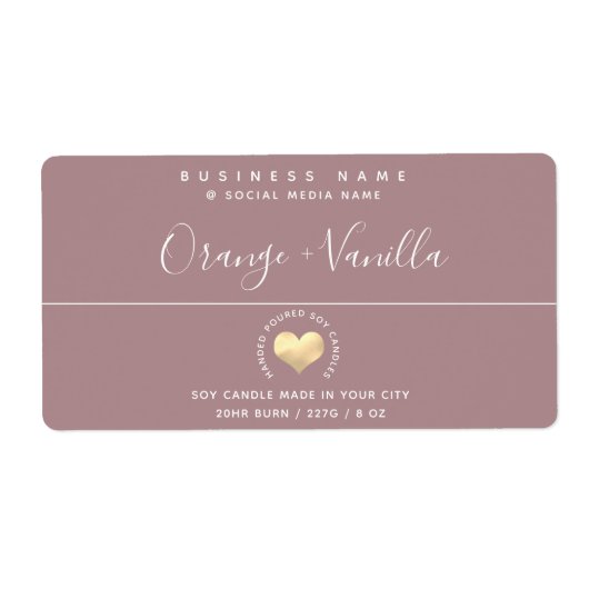 Moderne luxe gouden hartipografie-kaarsespot etiket (Voorkant)