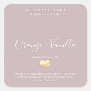Moderne luxe gouden harttypografie body butter s vierkante sticker