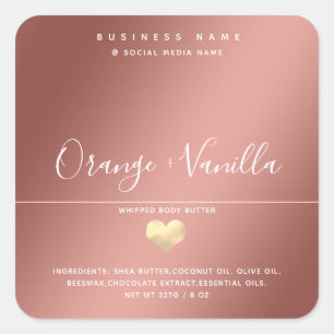 Moderne luxe gouden harttypografie body butter s vierkante sticker