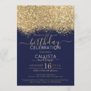 Moderne Luxe Gouden Marine Glitter Confetti Verjaa Kaart