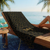 Moderne luxe gouden monogram gepersonaliseerd strandlaken