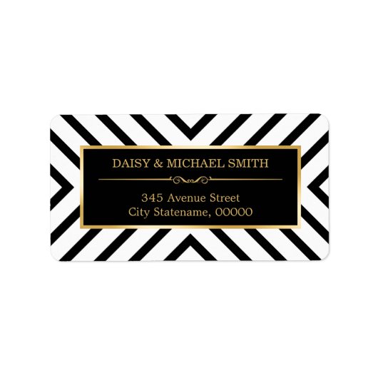 Moderne luxe gouden Ornamenten zwart wit Etiket (Voorkant)