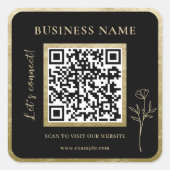 Moderne Luxe Gouden Professionele Zakelijke QR Cod Vierkante Sticker (Voorkant)