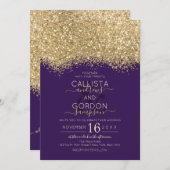 Moderne Luxe Gouden Violet Glitter Confetti bruilo Kaart (Voorkant / Achterkant)