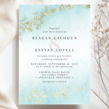 Moderne Luxe Gouden Vlekjes Turquoise Waterverf Br