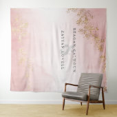 Moderne Luxe Gouden Vlekken Blush Roze Trouwfoto Wandkleed (In Situ (horizontaal))