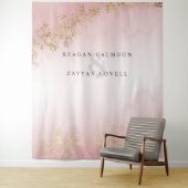 Moderne Luxe Gouden Vlekken Blush Roze Trouwfoto Wandkleed (In situ)