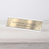 Moderne, luxe goudglitter bureau naambordje (Voorkant)