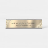 Moderne, luxe goudglitter bureau naambordje (Voorkant)