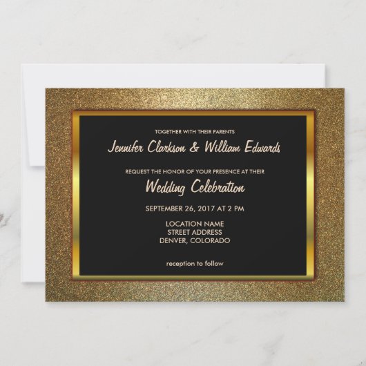 Moderne luxe goudglitter Wedding Kaart (Voorkant)