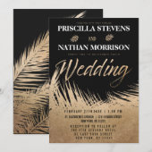 Moderne, luxe goudpalm vertrekt het Latijnse huwel Kaart (Voorkant / Achterkant)