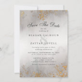 Moderne luxe goudrecepten grijze neiging sparen de save the date (Voorkant)