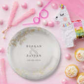 Moderne luxe goudvlek grijs mist Weddenschap Pl Papieren Bordje (Feest)