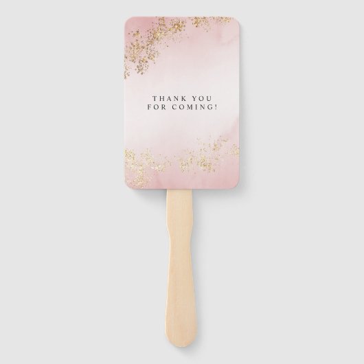 Moderne luxe goudvlekken op een roze bruine bruilo handwaaier (Achterkant)