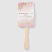 Moderne luxe goudvlekken op een roze bruine bruilo handwaaier (Voorkant)