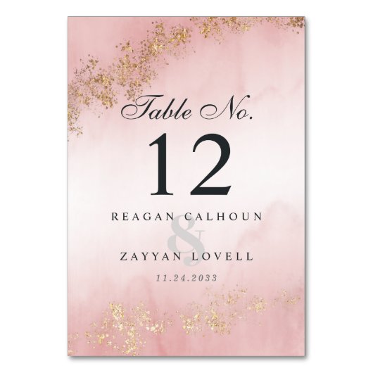 Moderne luxe goudvlekken op een roze bruine bruilo kaart (Voorkant)