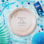 Moderne luxe goudvlekken op een roze bruine bruilo papieren bordje (Feest)