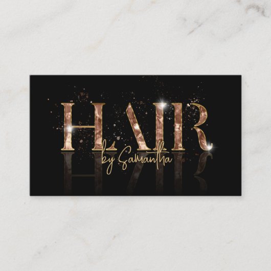 Moderne luxe haarstylist roos gouden typografie visitekaartje (Voorkant)