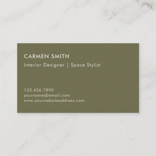 Moderne luxe interieurontwerper op maat visitekaartje (Voorkant)