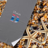 Moderne luxe koraalblauwe initiële naam D lichtgri Strandlaken