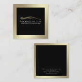 Moderne luxe, krachtige gouden logo vierkante visitekaartje (Voorkant / Achterkant)