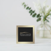 Moderne luxe, krachtige gouden logo vierkante visitekaartje (Staand voorkant)