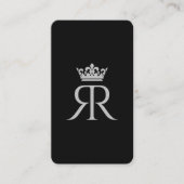 Moderne luxe kroon monogram R zwart grijs Visitekaartje (Voorkant)