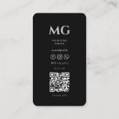 Moderne luxe kroon monogram R zwart grijs Visitekaartje (Achterkant)