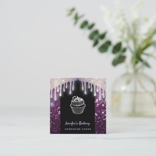 Moderne luxe lekkere cakkerkoekjes vierkante visitekaartje (Staand voorkant)