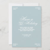 Moderne luxe lettertype Blauwe familie foto kerstk Feestdagenkaart (Voorkant)