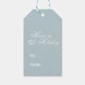 Moderne luxe lettertype blauwe feestdagen cadeaulabel (Voorkant)