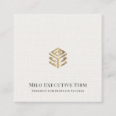 Moderne luxe Logo linnen Vierkante Visitekaartje (Voorkant)