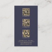 Moderne Luxe Marine Blauw & Goud Monogram Sociale Visitekaartje (Achterkant)