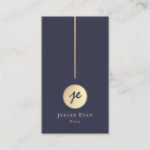 Moderne Luxe Marine Blauw & Goud Monogram Sociale Visitekaartje (Voorkant)