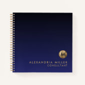 Moderne luxe marinescheepvaart - Goud monogram Gra Notitieboek (Voorkant)