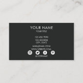 Moderne luxe mat zwart custom logo social media visitekaartje (Achterkant)