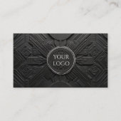 Moderne luxe mat zwart custom logo social media visitekaartje (Voorkant)