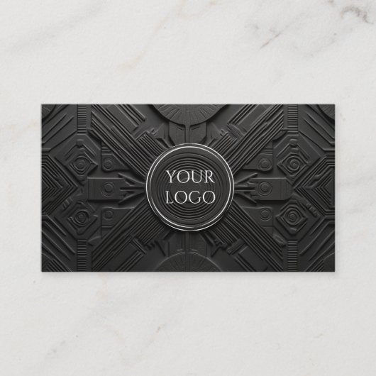 Moderne luxe mat zwart custom logo social media visitekaartje (Voorkant)
