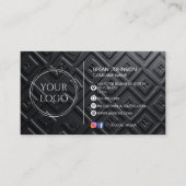 Moderne luxe mat zwart custom logo social media visitekaartje (Voorkant)