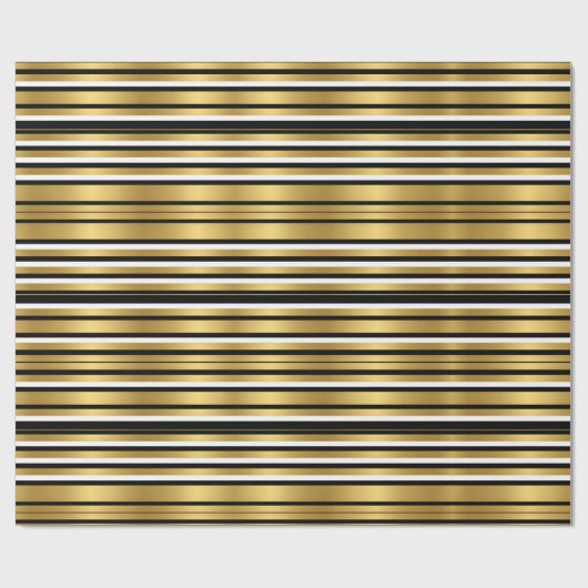 Moderne luxe met zwarte en gouden strepen cadeaupapier (Vlak)