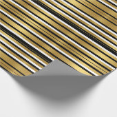 Moderne luxe met zwarte en gouden strepen cadeaupapier (Hoek)