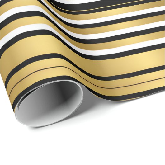 Moderne luxe met zwarte en gouden strepen cadeaupapier (Rol Hoek)