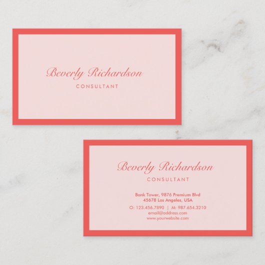 Moderne luxe minalistische professionele zalm visitekaartje (Voorkant / Achterkant)