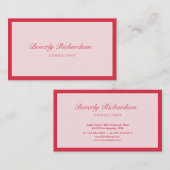 Moderne luxe, minimale professionele roze visitekaartje (Voorkant / Achterkant)